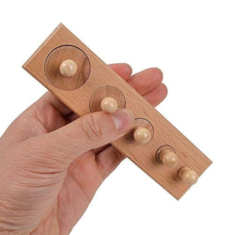 モンテッソーリ　知育玩具 円柱さし　♪大♪　シリンダー・ブロック Amazon | モンテッソーリ 円柱さし ♪小 取っ手大きい